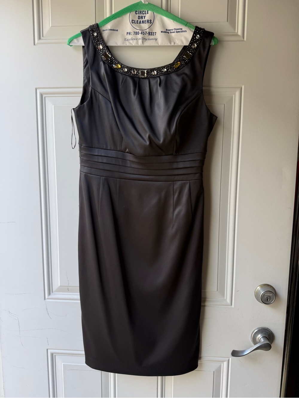 RW&CO. Black Beaded Neck Midi Sheath Dress